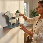 “Handcrafted Dachshund Double Wall Shelf – Unique Dog Lover Home Décor”