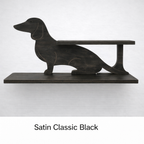 Dog-shaped shelf in satin classic black on a white background